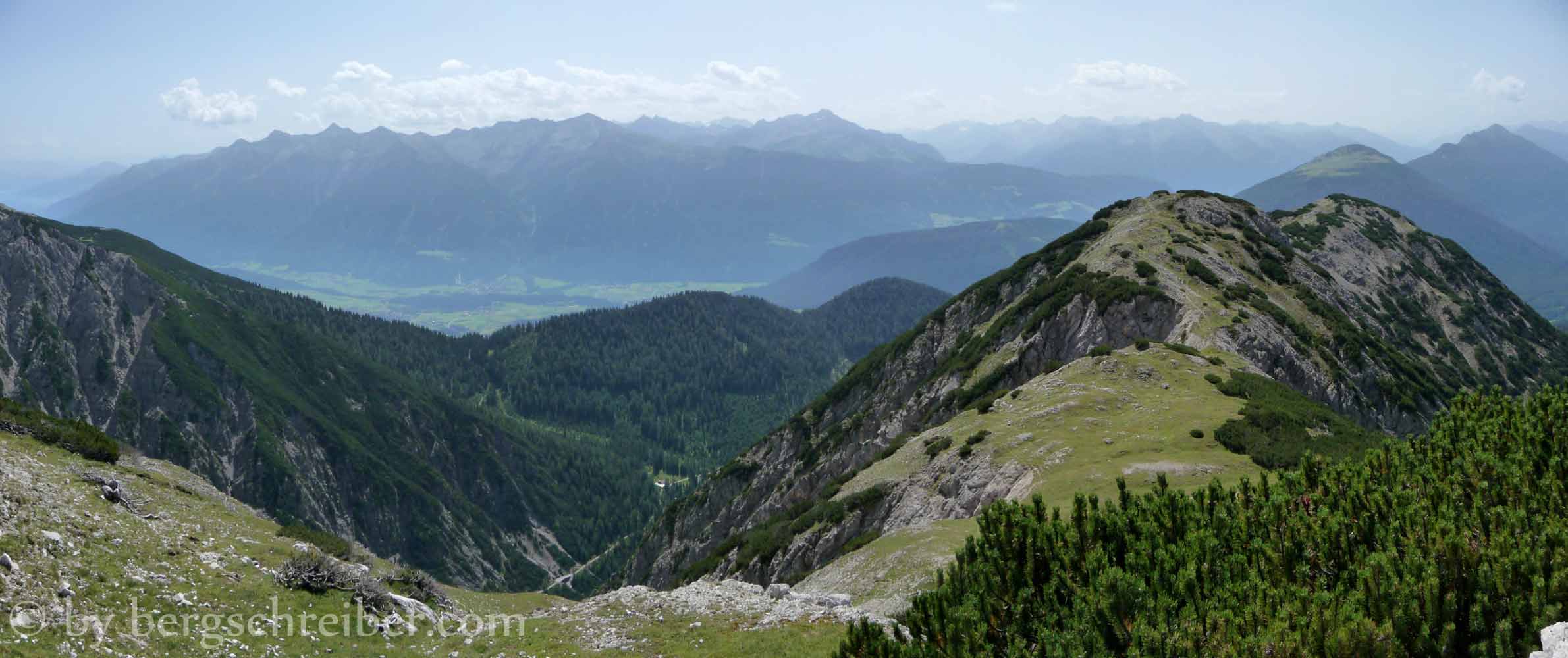 Höllkopf Panorama Süd, Inntal, Stubaier und Ötztaler Alpen
