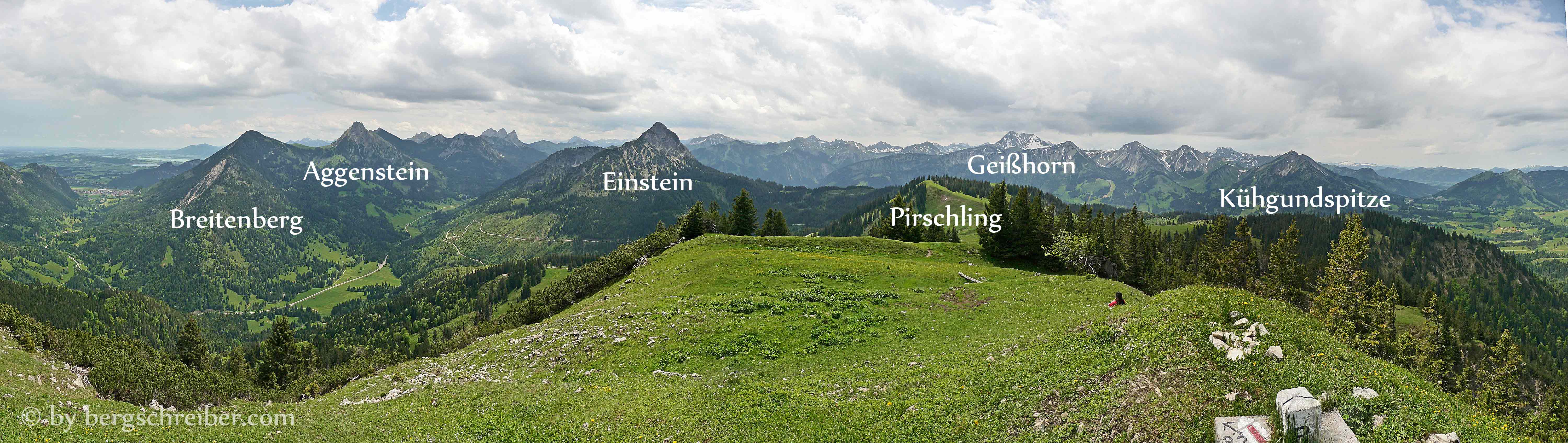 Schönkahler Gipfelpanorama von Ost nach Süd