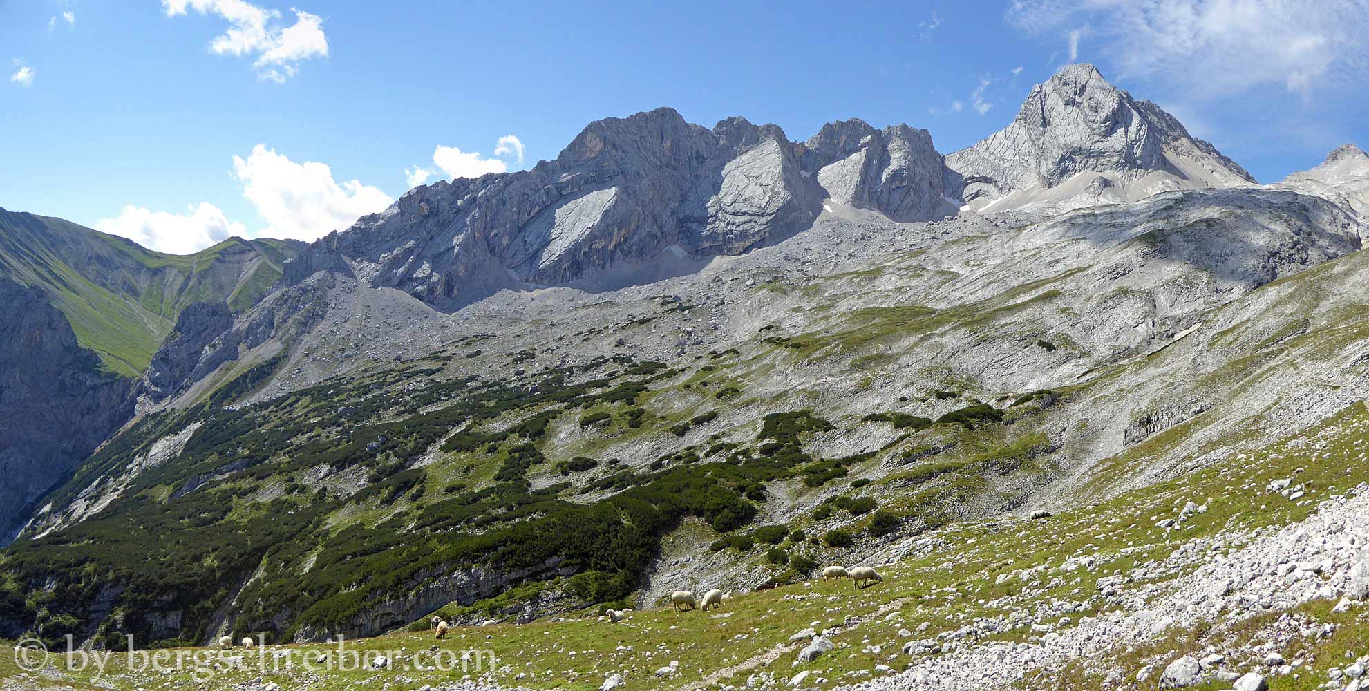 Panorama Zugspitzplatt - Blick zu Gatterlköpfen und Plattspitzen
