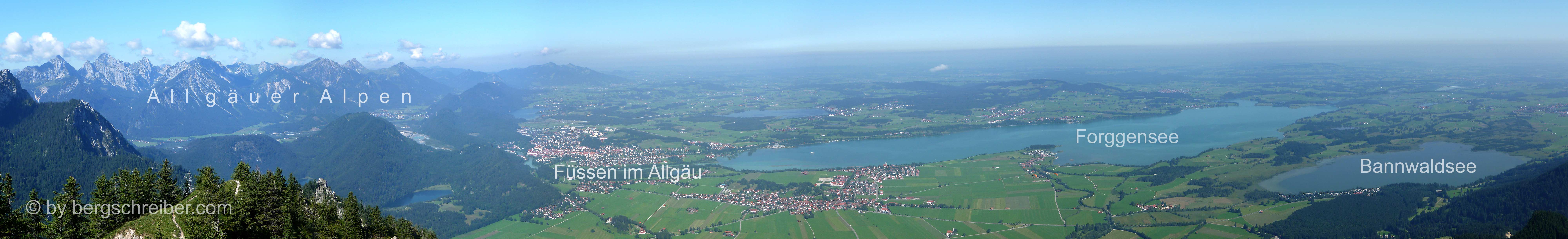 Tegelberg Panoramablick über das Alpenvorland bei Füssen